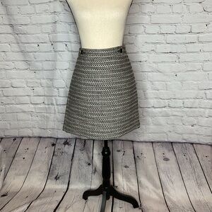 LOFT Black Gray Cream Tweed Wool Blend Straight Skirt 10 NWT